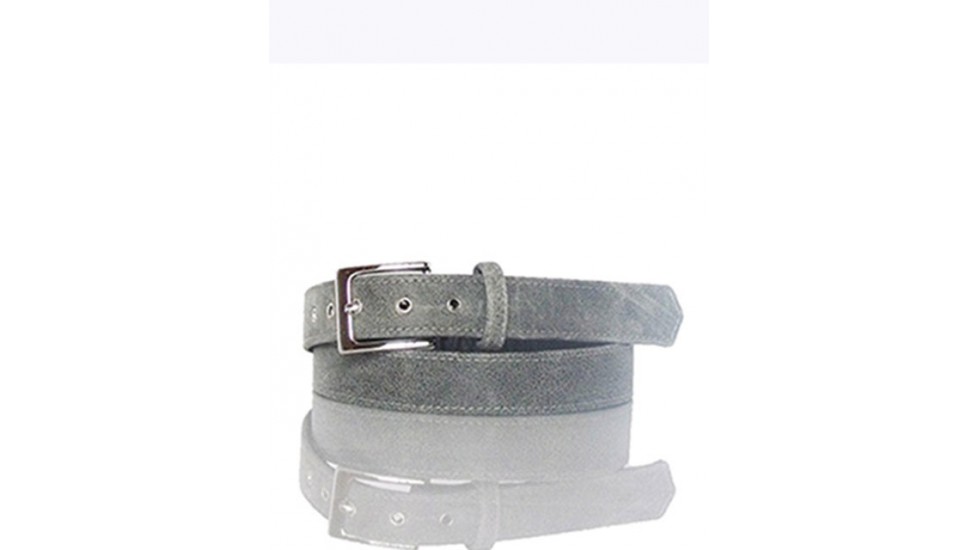 Grey leather belt.