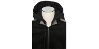 Black and grey suede jacket with hood