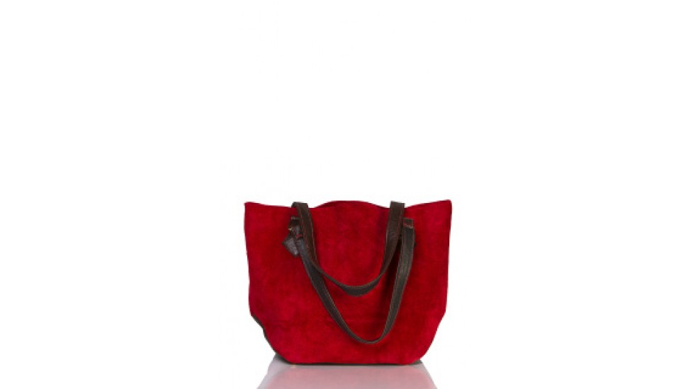  Beautiful red suede tote style handbag